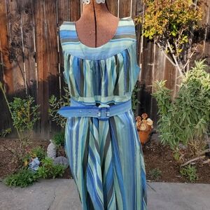 Miss Candyfloss Striped Blue and Green Women's Skirt